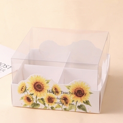 Set 10 hộp cupcake HOA HƯỚNG DƯƠNG VÀNG 17x17x10cm - 4 ngăn (HÀNG TRUNG).