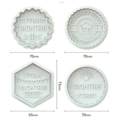 Set khuôn nhấn chữ HPBD (4 hình khối).