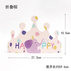 Set 10 mũ sinh nhật hình vương miện-HỒNG NHẠT (con voi).