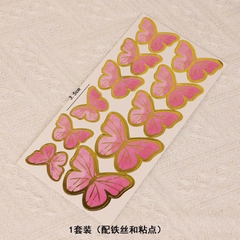 10 Set bướm giấy mẫu nhỏ  - HỒNG ĐẬM (11 bướm/set).