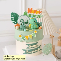 Tượng nhựa mềm size to -KHỦNG LONG xanh đội mũ.