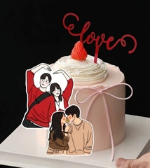 Set 10 mica chữ LOVE 2 vòng xoắn-ĐỎ.