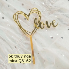 Set 10 mica tim love vàng 8162.