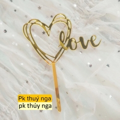 Set 10 mica tim love vàng 8162.