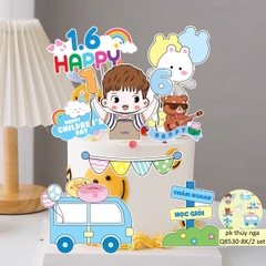 Combo 2 set giấy (1-6)- bé TRAI giơ 2 tay số 1.6 và ô tô xanh (mẫu mới).