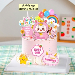 Combo 2 set giấy - bé rồng kute màu HỒNG + cầu vồng.