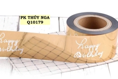 Thành bánh mica  (8cm x 1kg)- vàng đồng chữ HPBD  trắng.