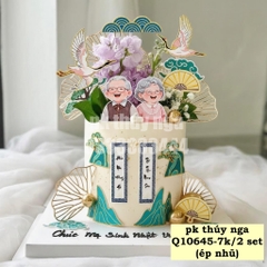 Combo 2 set giấy - ông bà, hạc, cây  và núi xanh (ép nhũ).