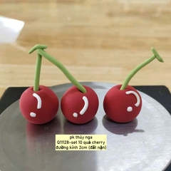 Set 10 quả cherry bằng đất nặn-MÀU ĐỎ (kt 2cm).