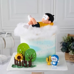 Tượng Nobita nằm và 3 doremon.
