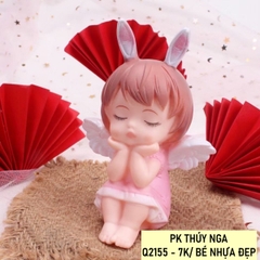 Em bé thiên thần có cánh-tóc hồng-NHỰA MỀM.