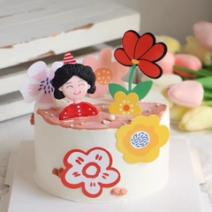 Tượng nhựa dẻo MẸ ÁO ĐỎ điểm chấm trắng.