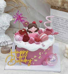 Tượng NHỰA DẺO-mẹ áo hồng mũ đỏ.