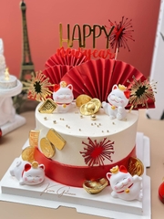 Mica Happy new year và pháo bông (2 lớp).