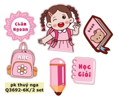 Combo 2 set giấy - Bé GÁI đến trường (màu hồng) (20-11).