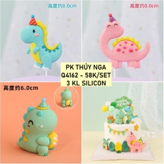 Set 3 khủng long SILICON (xanh lá-xanh dương-hồng).