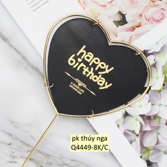 Mica trái tim khung vàng - nền đen chữ vàng.