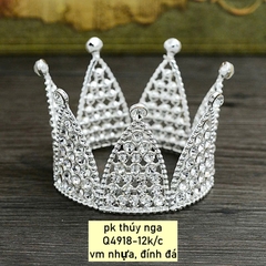 Vương miện nhọn to bạc (nhựa) (đk 7.6cm) -gắn hạt