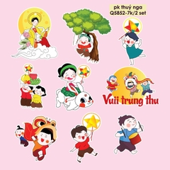 Combo 2 set giấy trung thu- hằng nga cưỡi thỏ 5852 (MẪU 3).