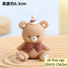 Tượng GẤU cài nơ -NÂU NHẠT (nhựa đẹp).