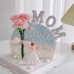 Set 5 Chữ MOM gắn hạt nhựa- TRẮNG size to.