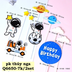 Combo 2 set giấy phi hành gia nhí mới (chữ HPBD XANH).