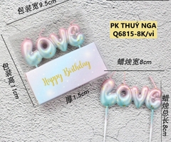 Nến LOVE màu tím xanh.