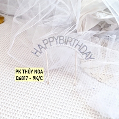 Cổng HAPPY BIRTHDAY trắng gắn hạt.