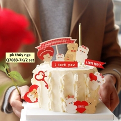 Combo 2 set giấy- Gấu đỏ nâu trắng (i love you).