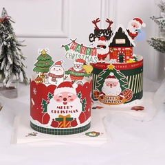 Set 10 thành bánh giấy chủ đề NOEL -màu đỏ (họa tiết ông bà noel và chiếc tất)10cmx55cm..
