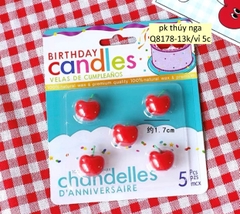Vỉ nến 5 cây hình quả cherry đỏ.