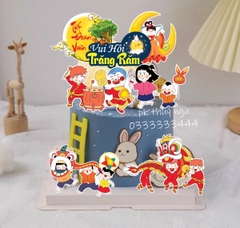 Combo 2 set giấy trung thu-vui hội trăng rằm (múa lân, chú cuội, hằng nga).