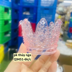 Vương miện trong suốt size nhỏ (5.8x5.5x7.5cm)-HỒNG.