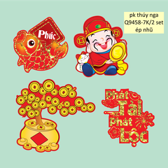 Combo 2 set giấy TẾT ép nhũ - thần tài + cá chép + cây tiền.