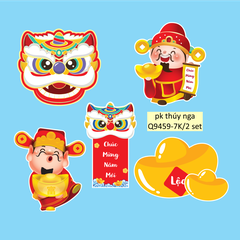 Combo 2 set giấy TẾT - đầu lân+thần tài+thỏi vàng.