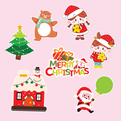 Combo 10 set giấy giáng sinh (noel) -2 em bé trai gái + cây thông+ ngôi nhà+gấu bụng to (5 túi).