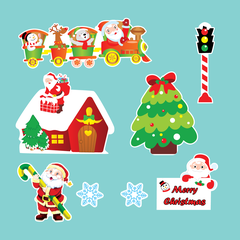 Combo 10 set giấy giáng sinh (noel) - đoàn tàu ông già noel + cây thông +bông tuyết (5 túi).