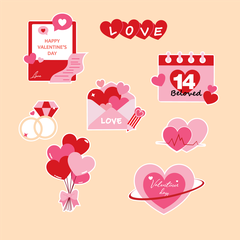 MUA 1 TẶNG 1-Combo 2 set giấy valentine - lịch 14 tháng 2 + chùm bóng+phong thư.