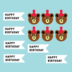 Set 60 bảng giấy HPBD - gấu nâu.