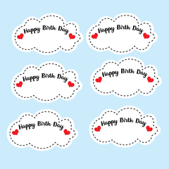 Set 60 bảng giấy-HPBD TIẾNG ANH HÌNH MÂY (kèm que cắm).