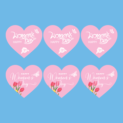 Combo 12 thẻ giấy Happy women's day hình trái ti-màu hồng mix  2 mẫu (Q9017).