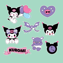 Combo 2 set giấy-kuromi và chùm bóng trái tim (mẫu mới).