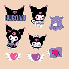 Combo 2 set giấy-kuromi và lá thư trái tim hồng.