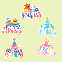 Set 10 cây cắm HPBD giấy mix mẫu (HPBD mũ, hộp quà,...)9123.