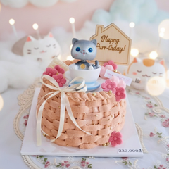 Mèo nhựa ngồi cốc-GHI.
