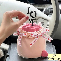 Ruybang gân 1cm x10m - chữ love trái tim đỏ nền trắng.