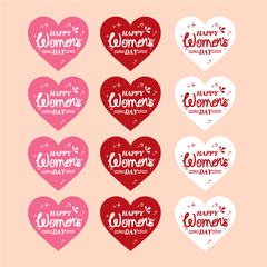 60 thẻ giấy Happy Women's day trái tim mix màu hồng-đỏ-trắng (kt 6.5x3.5cm).