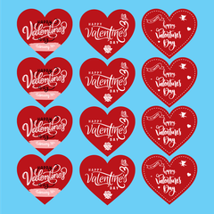 60 thẻ giấy Happy Valentine's day trái tim -MÀU ĐỎ (kt 6.5x3.5cm).