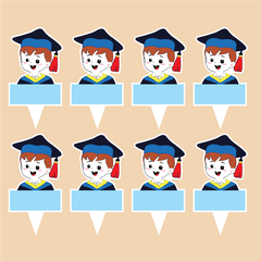 Set 40 thẻ giấy có chân cắm-bé TRAI CỬ NHÂN (MẪU 1).