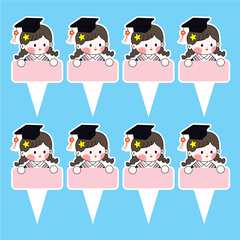 Set 40 thẻ giấy có chân cắm-bé GÁI CỬ NHÂN (MẪU 5).